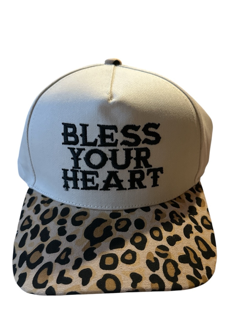 Zenana Outfitters 'Bless Your Heart' Trucker Hat - White & Leopard